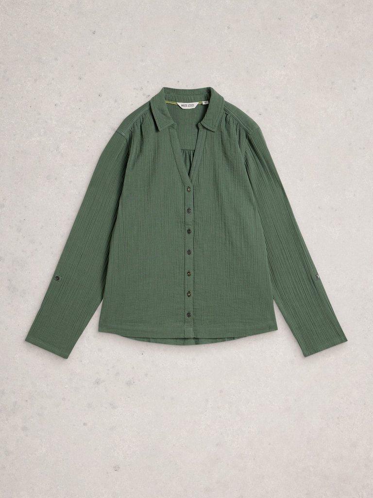 ANNIE DOUBLE CLOTH in KHAKI GRN - FLAT FRONT