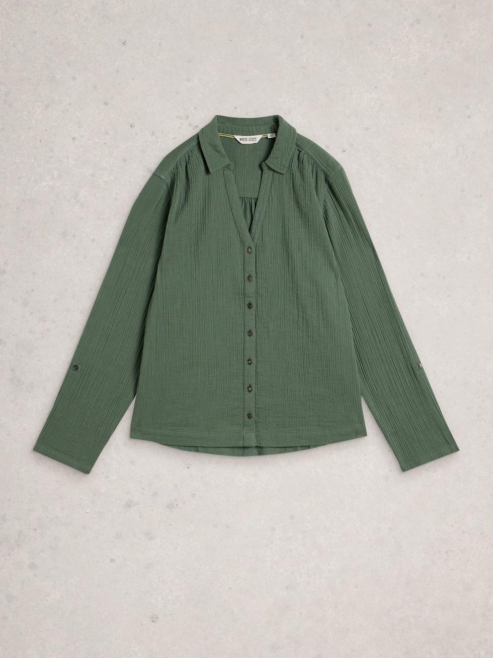 ANNIE DOUBLE CLOTH in KHAKI GRN - FLAT FRONT