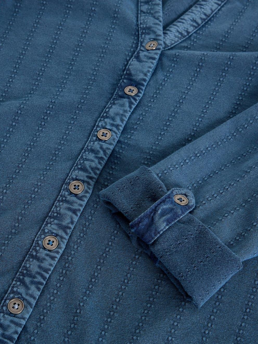 ANNIE INDIGO JERSEY SHIRT in INDIGO BLE - FLAT DETAIL