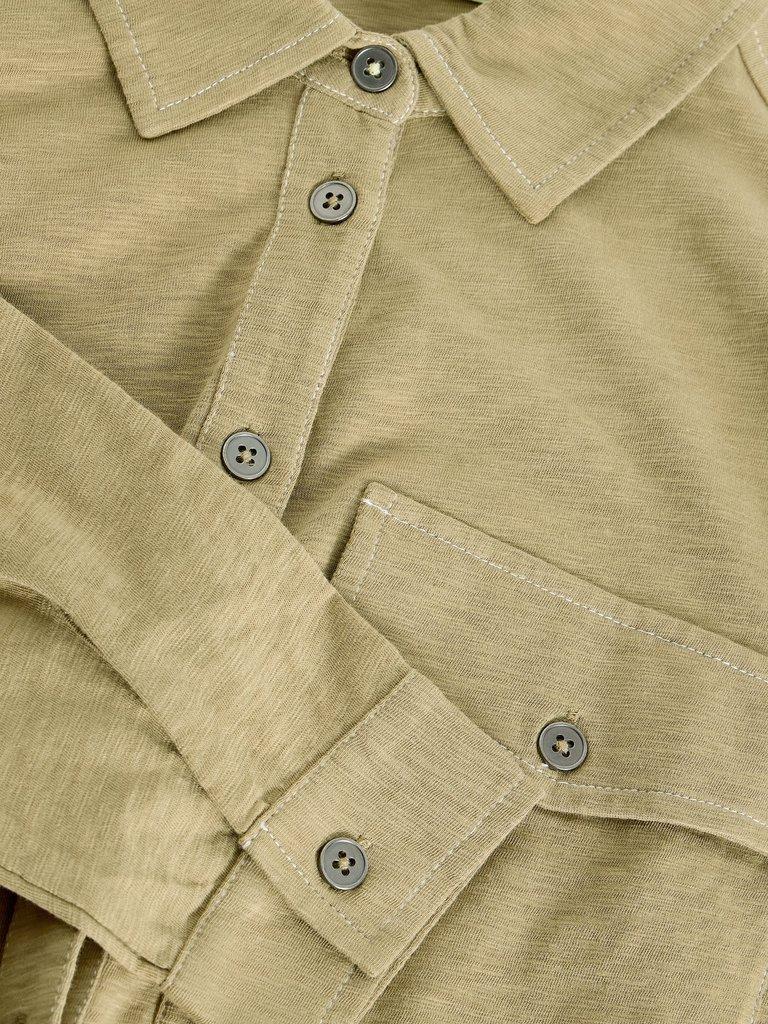 UNA POCKET UTILITY SHIRT in KHAKI GRN - FLAT DETAIL