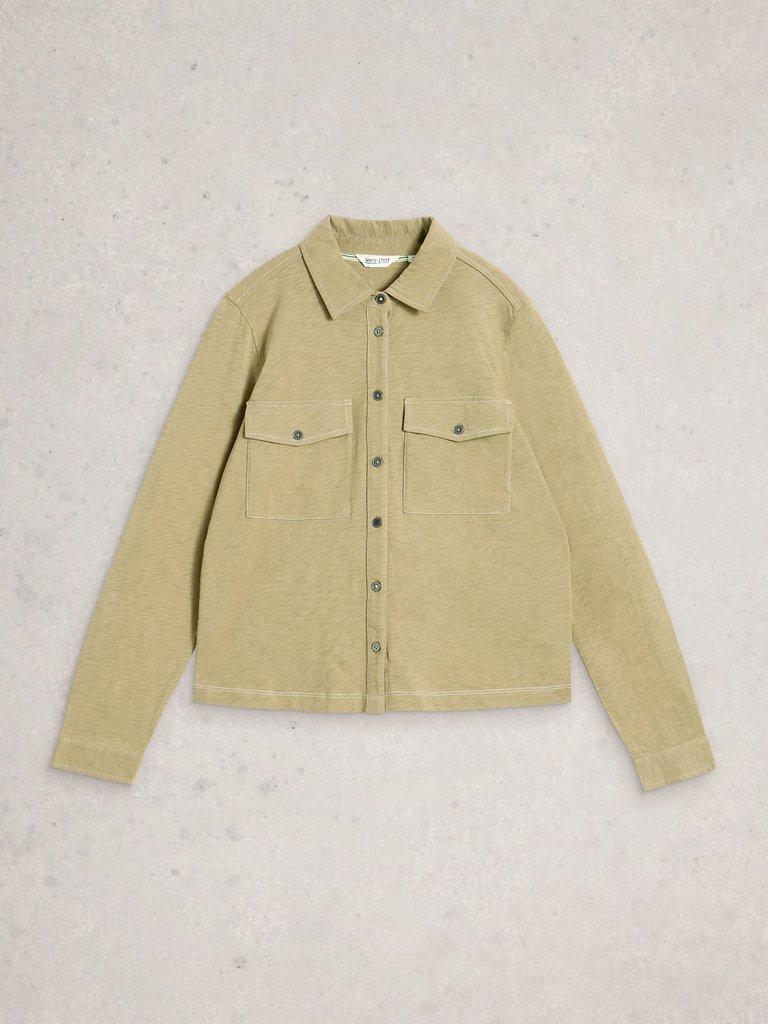 UNA POCKET UTILITY SHIRT in KHAKI GRN - FLAT FRONT