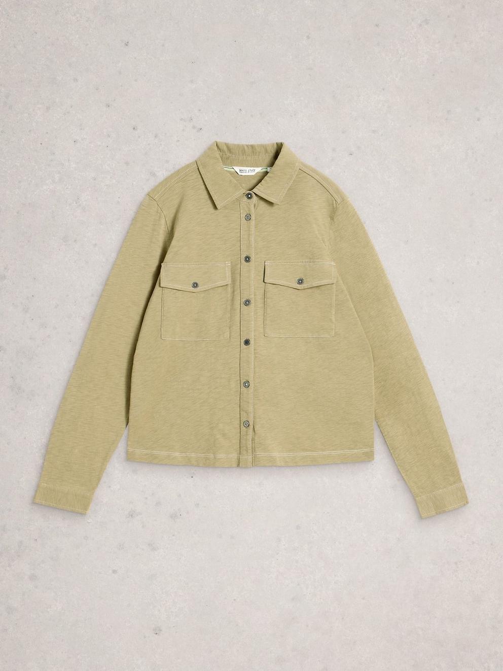 UNA POCKET UTILITY SHIRT in KHAKI GRN - FLAT FRONT