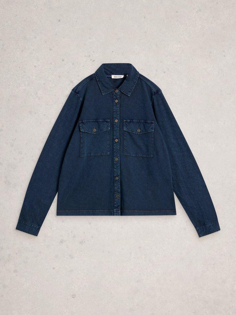 UNA POCKET UTILITY SHIRT in MID BLUE - FLAT FRONT