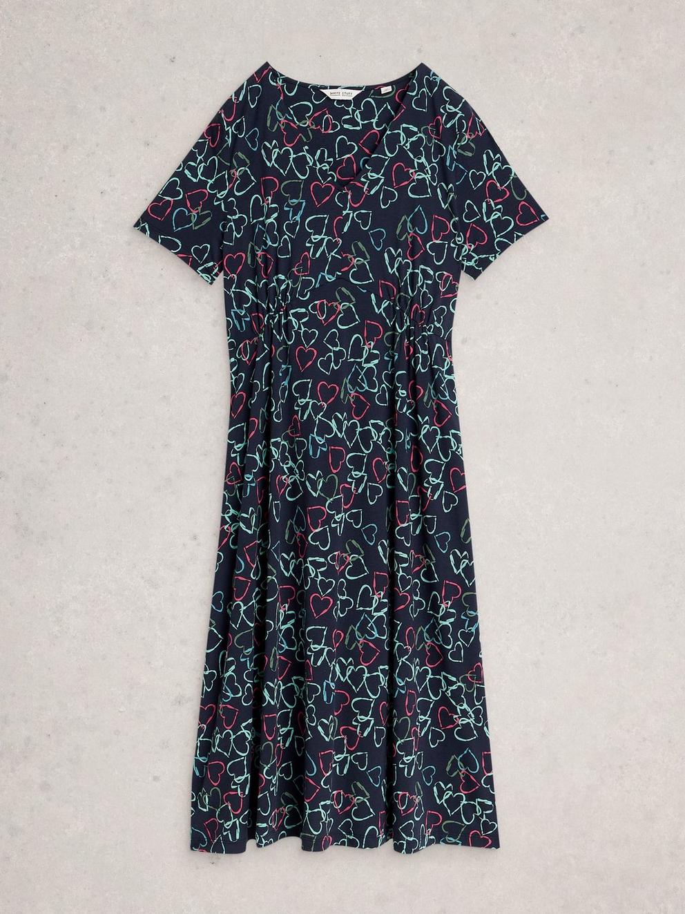 SS Grace Dress in NAVY MULTI - FLAT FRONT