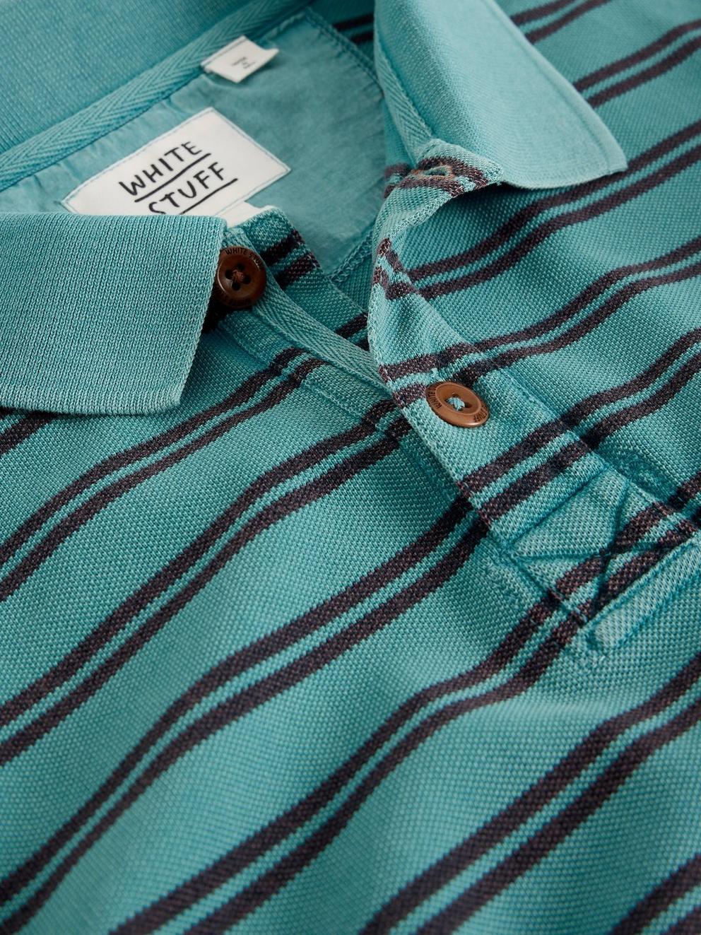 SS Utility Stripe Polo in BLUE MLT - FLAT DETAIL
