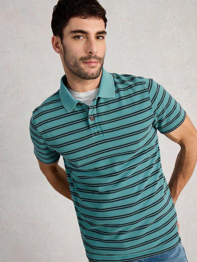 SS Utility Stripe Polo in BLUE MLT - LIFESTYLE
