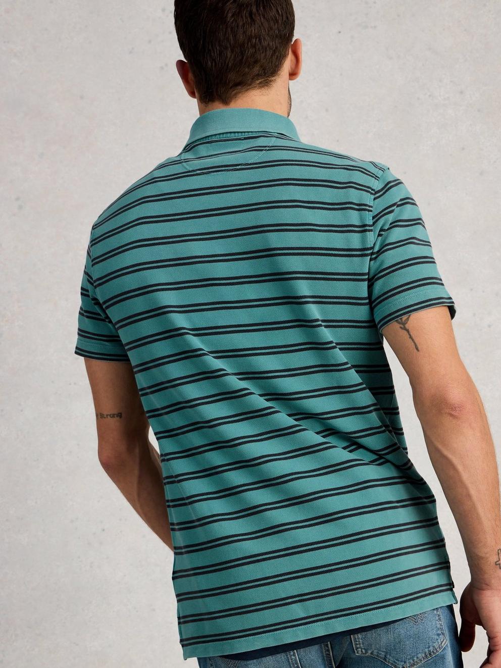 SS Utility Stripe Polo in BLUE MLT - MODEL BACK