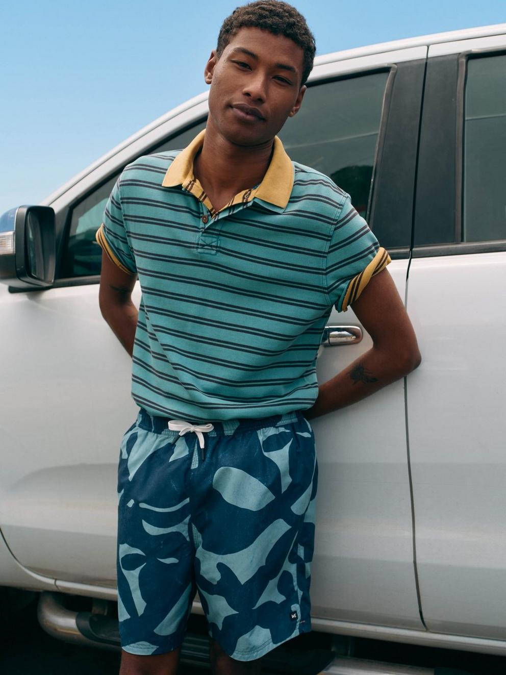 SS Utility Stripe Polo in BLUE MLT - MIXED