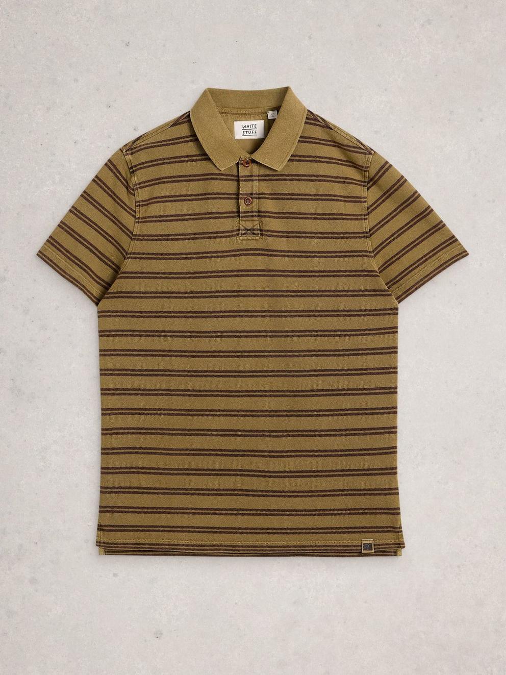 SS Utility Stripe Polo in GREEN MLT - FLAT FRONT
