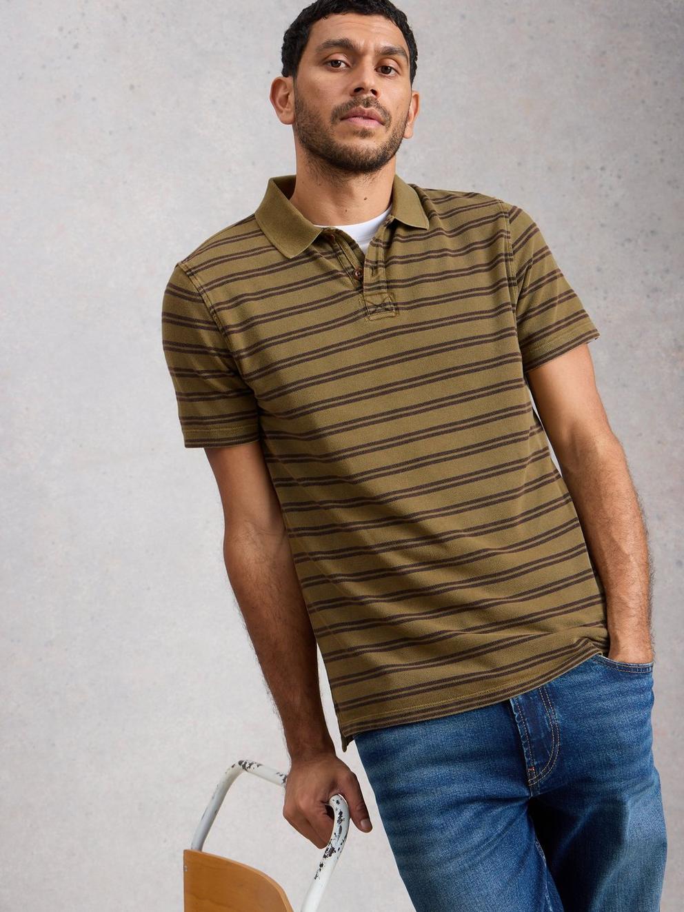 SS Utility Stripe Polo in GREEN MLT - LIFESTYLE