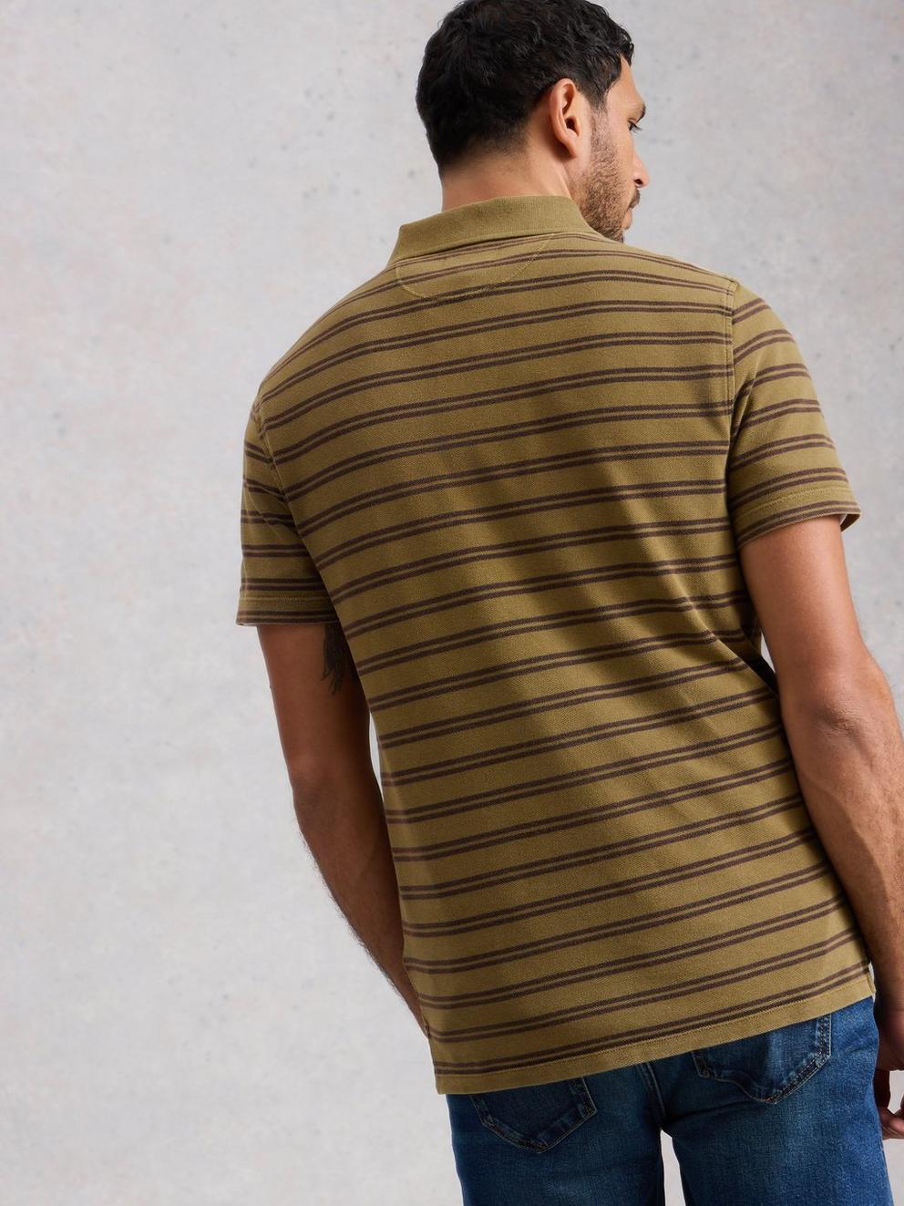 SS Utility Stripe Polo in GREEN MLT - MODEL BACK