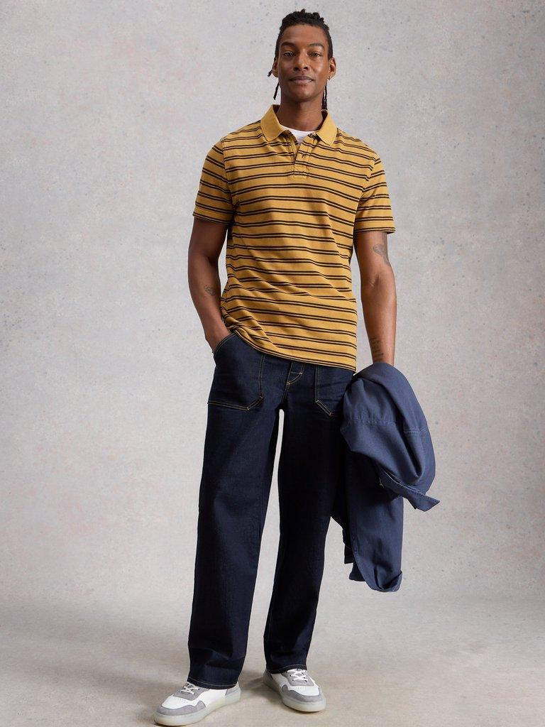 SS Utility Stripe Polo in YELLOW MLT - MODEL FRONT