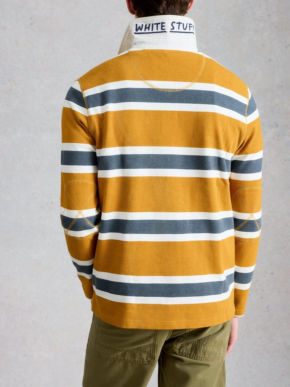 Bletchley Stripe Rugby in TAN MULTI - MODEL BACK