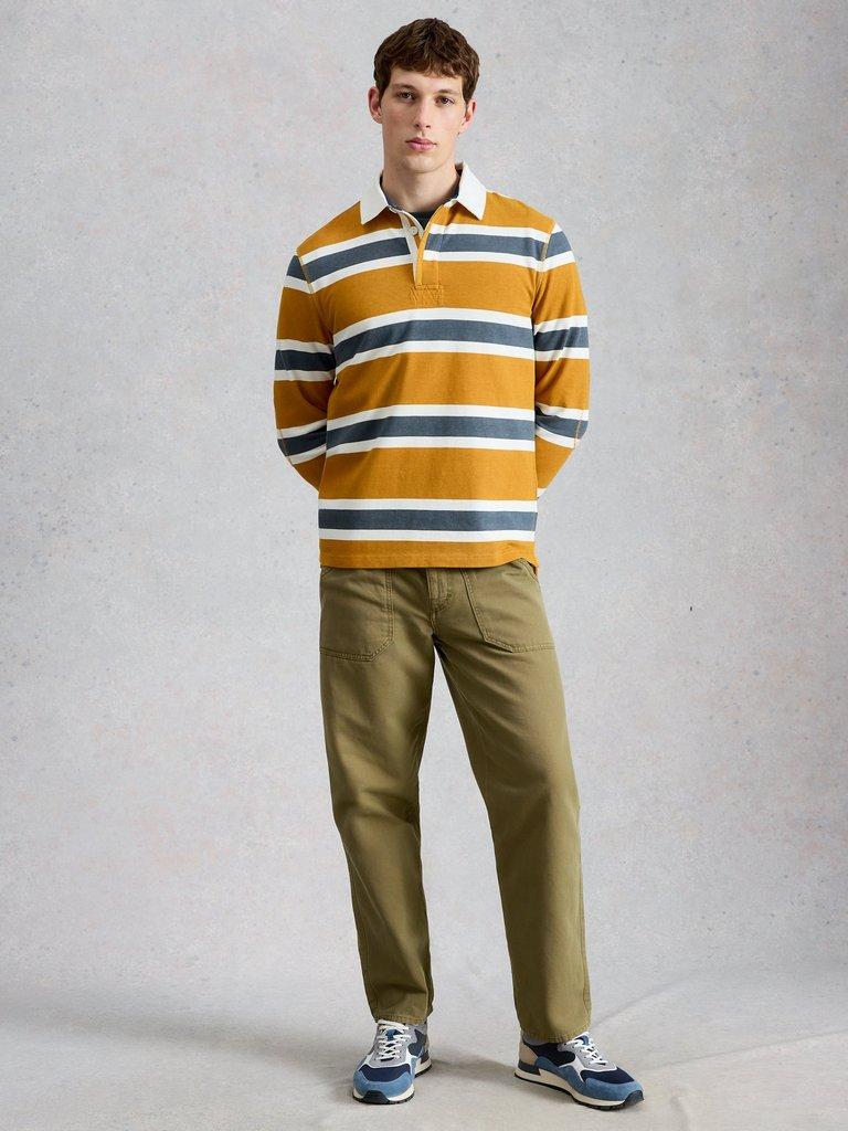Bletchley Stripe Rugby in TAN MULTI - MODEL FRONT