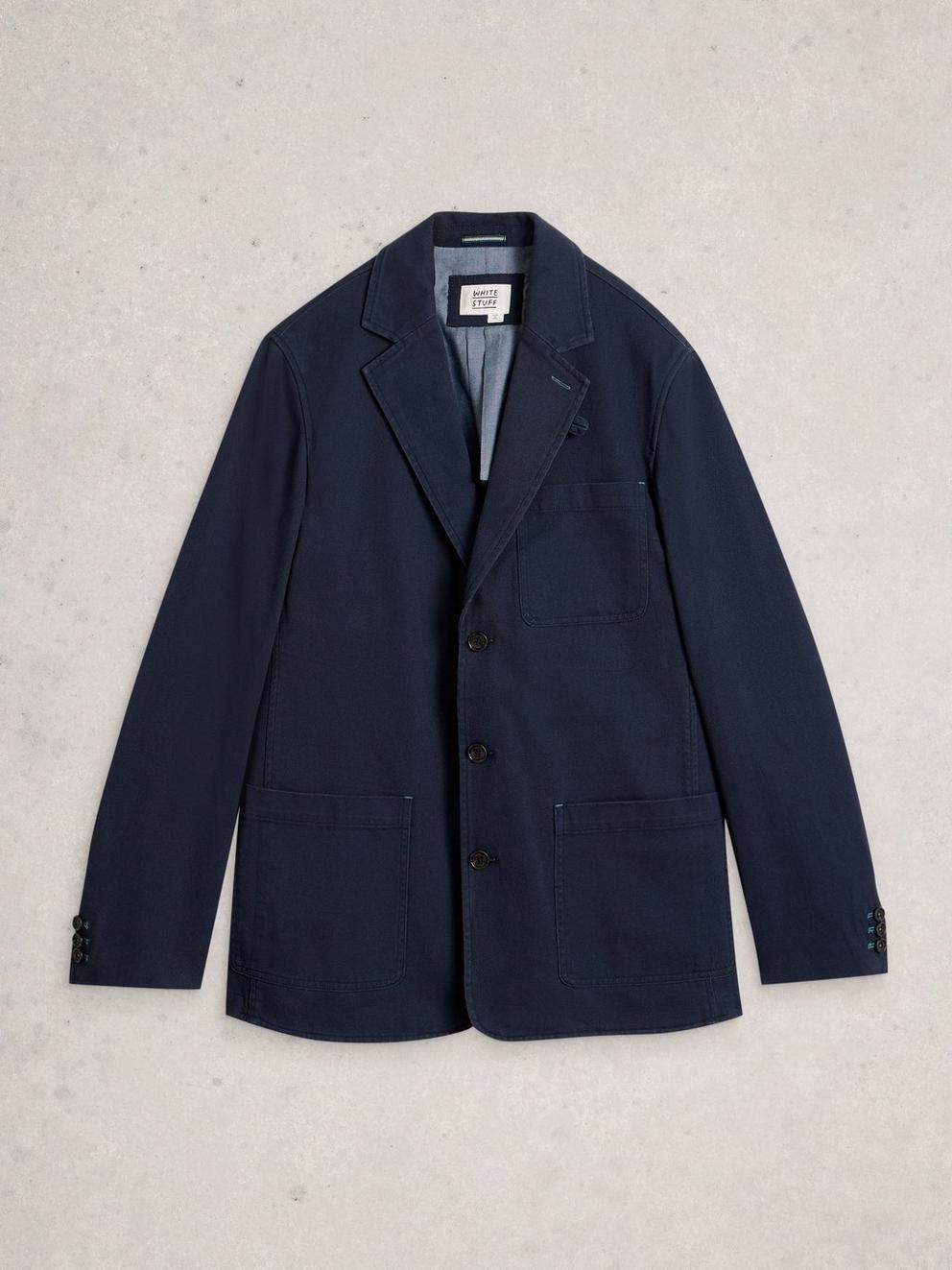 Chorley Cotton Blazer in DARK NAVY - FLAT FRONT