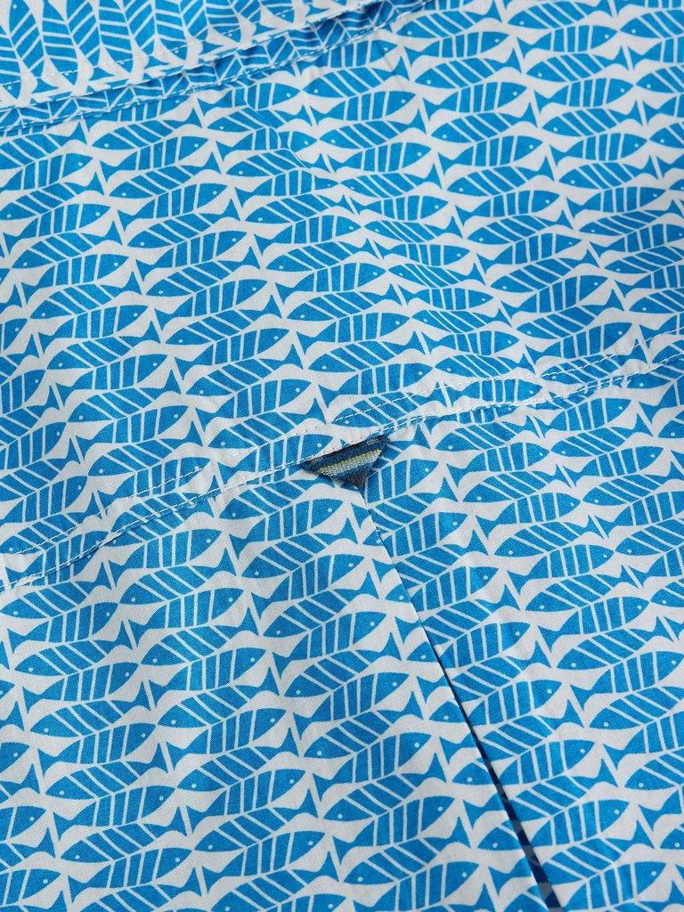 Finsbury SS Fish Print Shirt in WHITE PR - FLAT DETAIL
