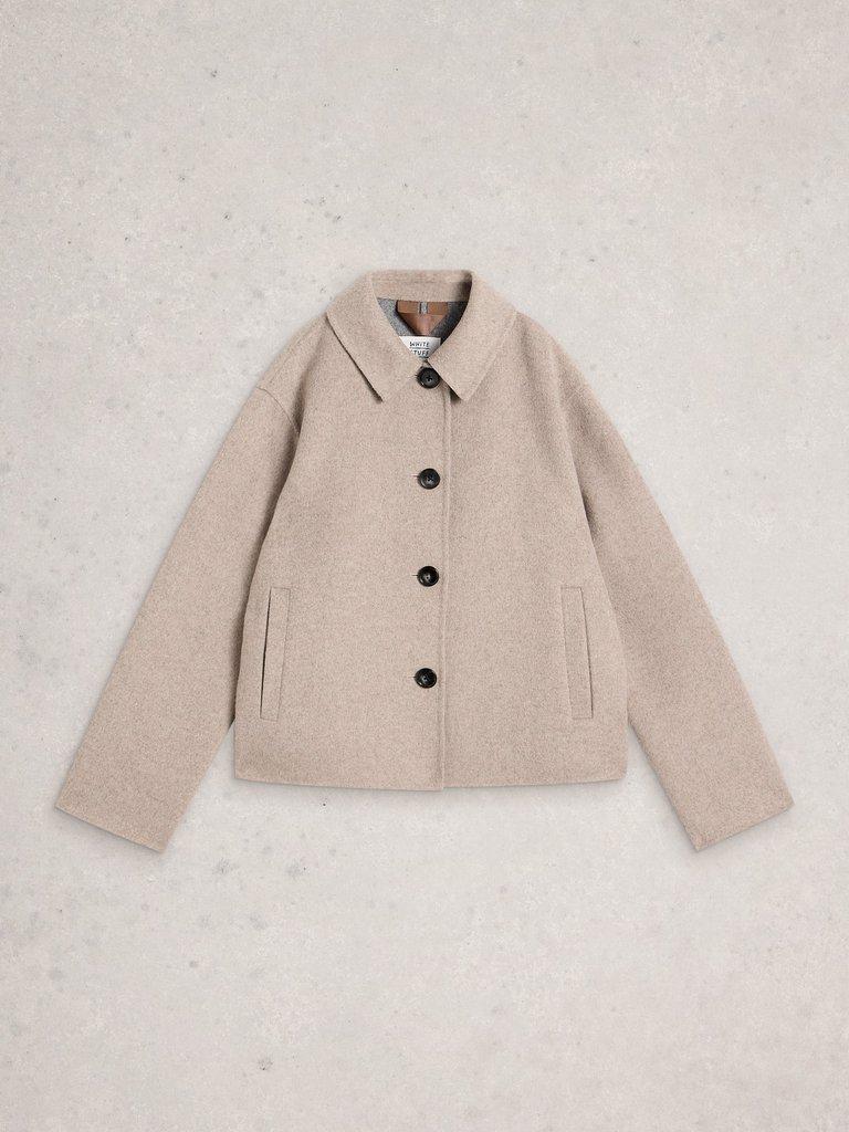 Aden Wool Blend Collared Jacket in NAT MLT - FLAT FRONT