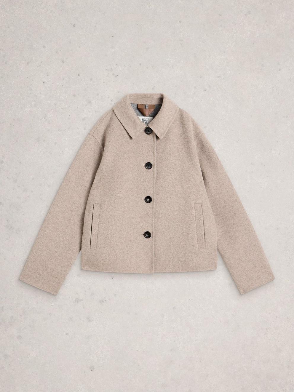 Aden Wool Blend Collared Jacket in NAT MLT - FLAT FRONT