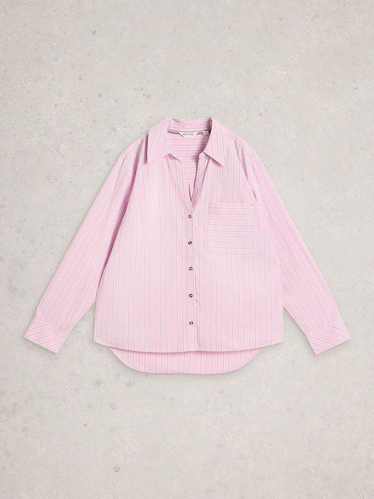 Sadie Poplin Boyfriend Shirt  in PINK MLT - FLAT FRONT