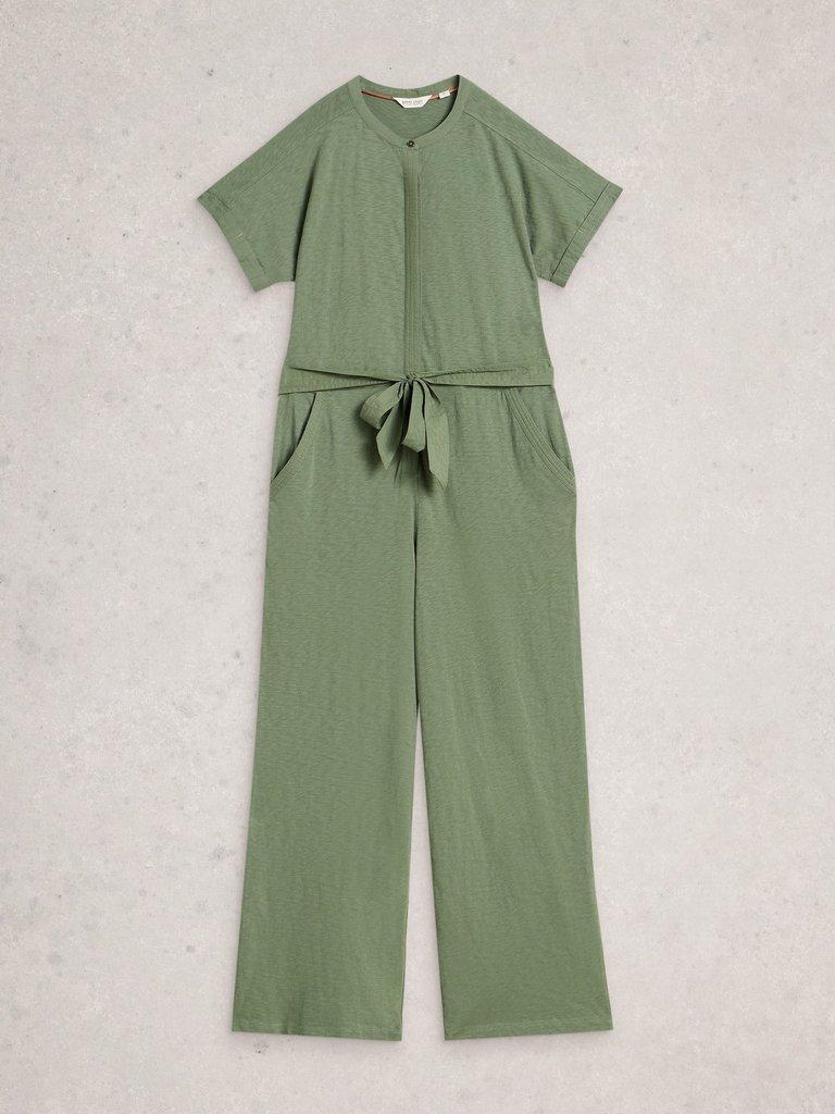 Sandy Jersey Jumpsuit in DUS GREEN - FLAT FRONT