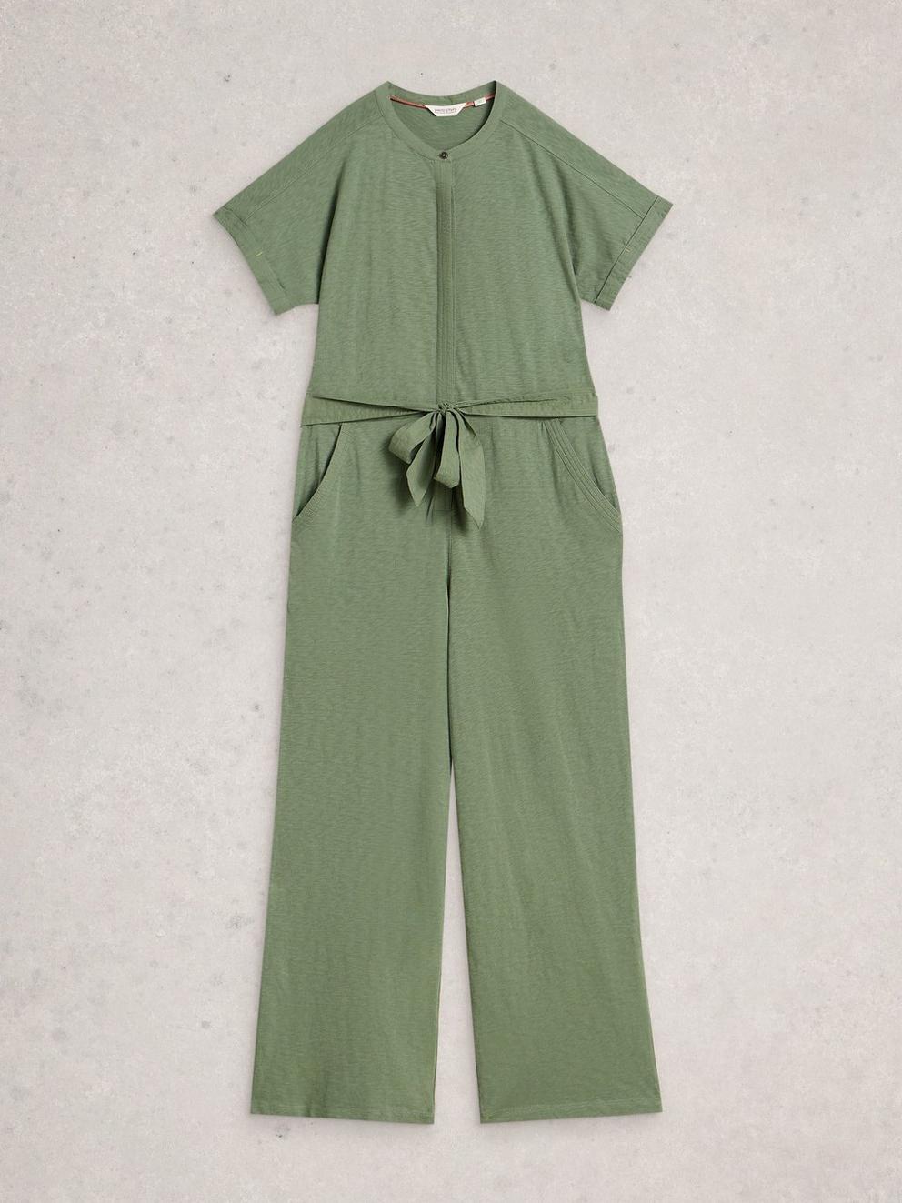 Sandy Jersey Jumpsuit in DUS GREEN - FLAT FRONT
