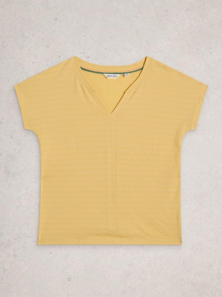 NELLY NOTCH TEXTURE TEE in LGT YELLOW - FLAT FRONT