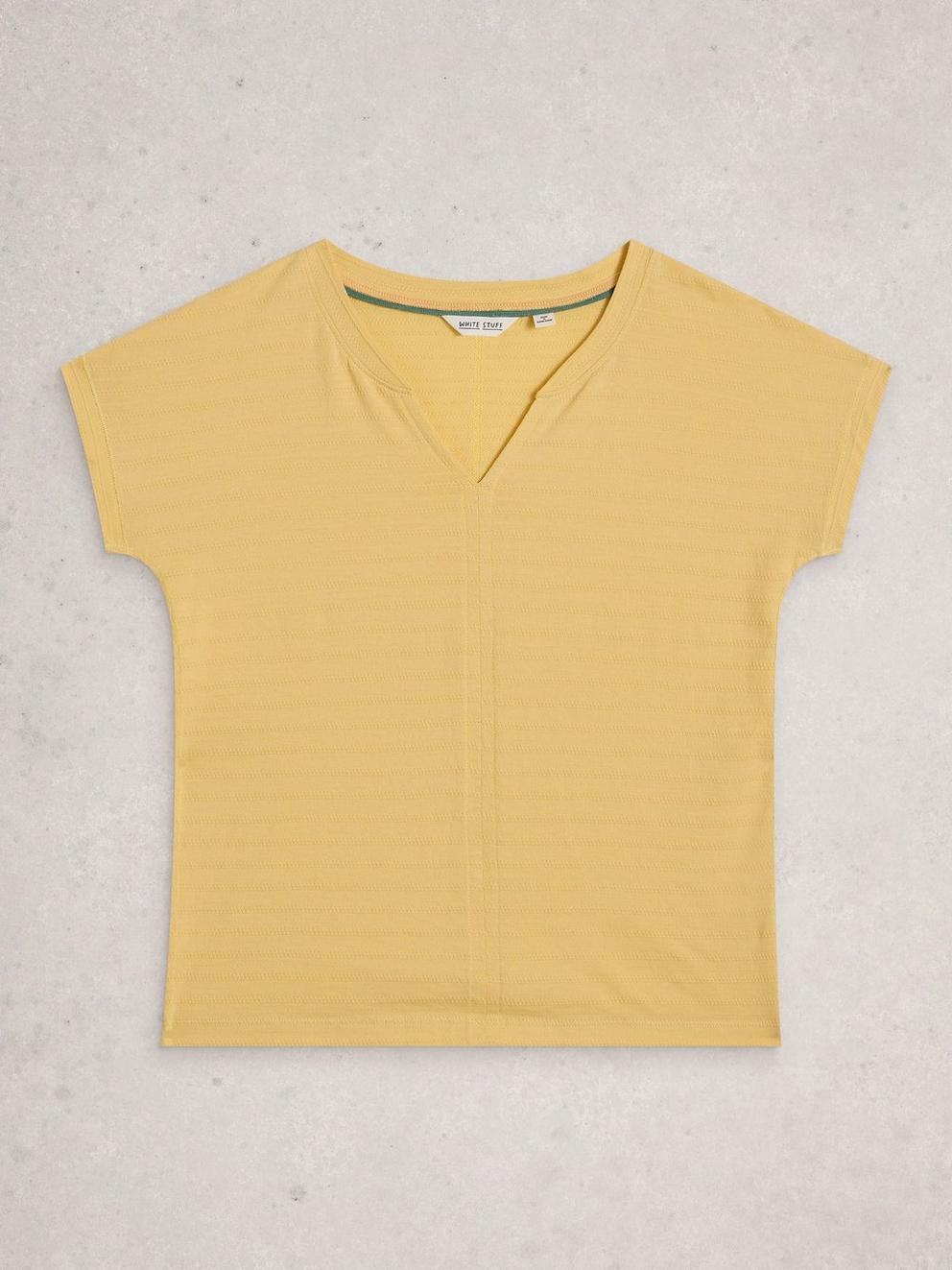 NELLY NOTCH TEXTURE TEE in LGT YELLOW - FLAT FRONT