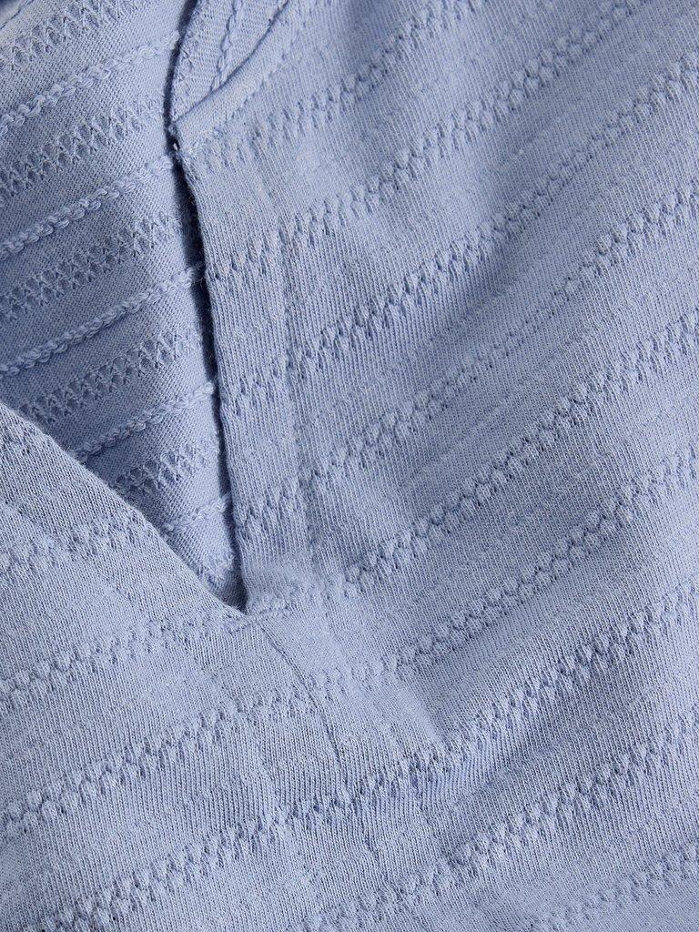 NELLY NOTCH TEXTURE TEE in MID BLUE - FLAT DETAIL