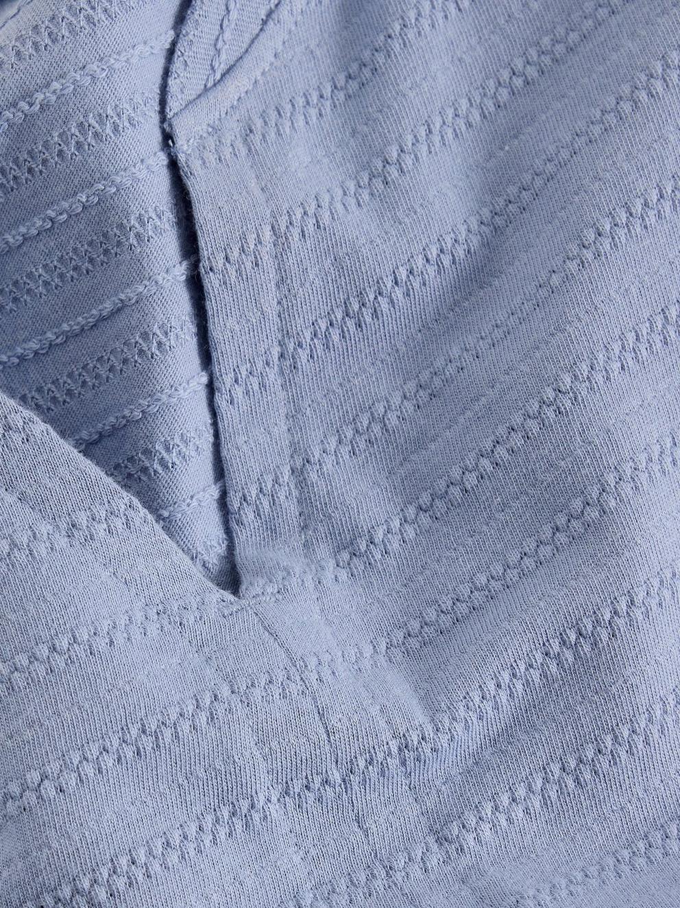 NELLY NOTCH TEXTURE TEE in MID BLUE - FLAT DETAIL