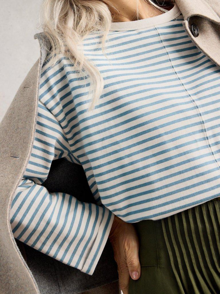 KIM LONG SLEEVE TOP in IVORY MLT - MODEL DETAIL