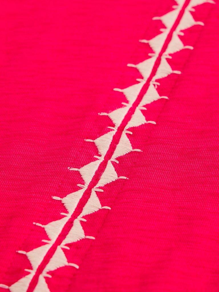 NELLY PLAIN EMBROIDERED TEE in BRT PINK - FLAT DETAIL