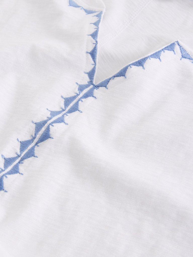 NELLY PLAIN EMBROIDERED TEE in WHITE MLT - FLAT DETAIL