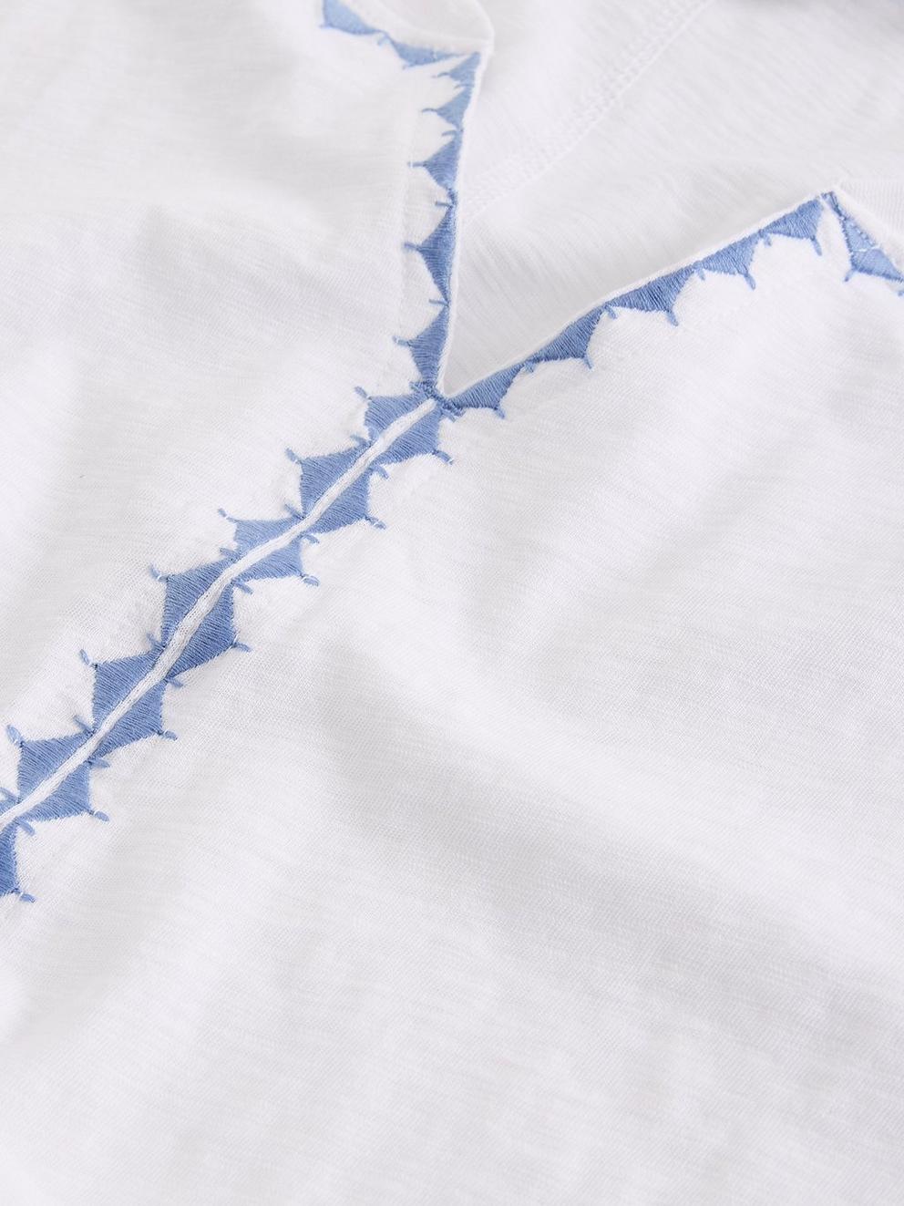 NELLY PLAIN EMBROIDERED TEE in WHITE MLT - FLAT DETAIL