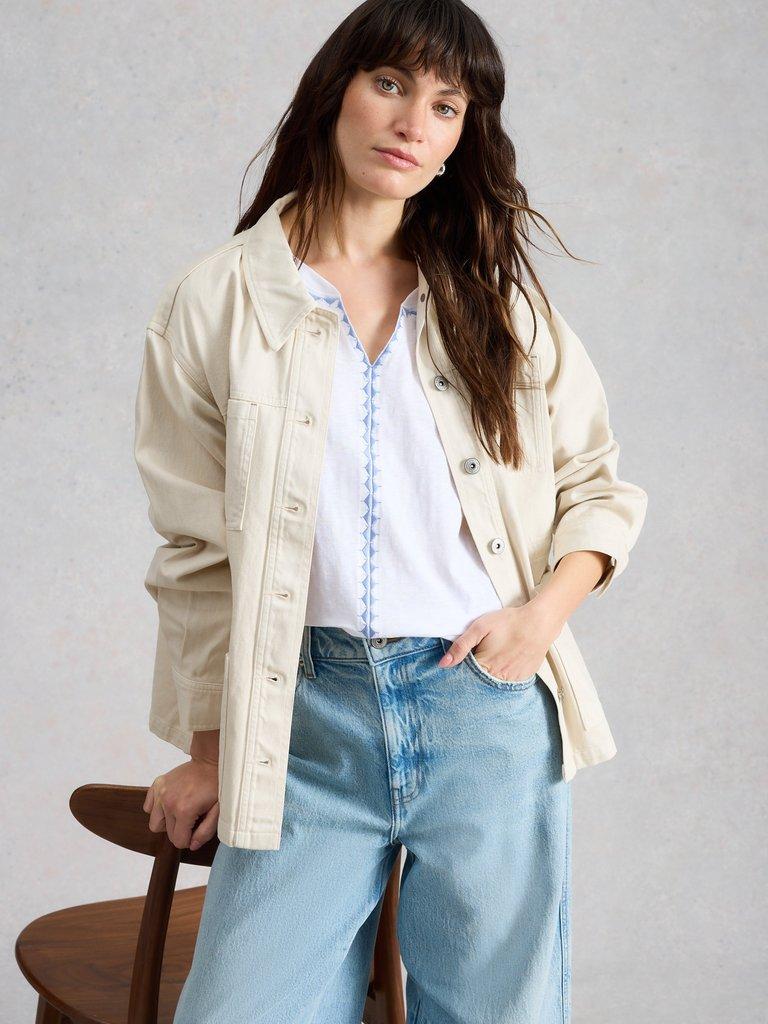 NELLY PLAIN EMBROIDERED TEE in WHITE MLT - LIFESTYLE