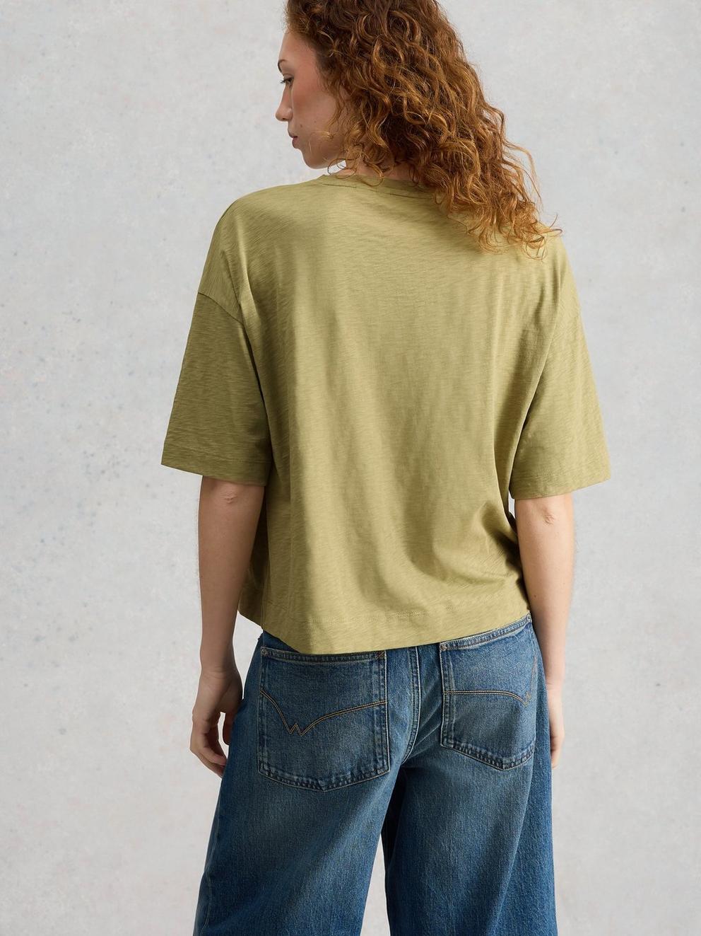 KATYA SHORT SLEEVE TEE in KHAKI GRN - MODEL BACK