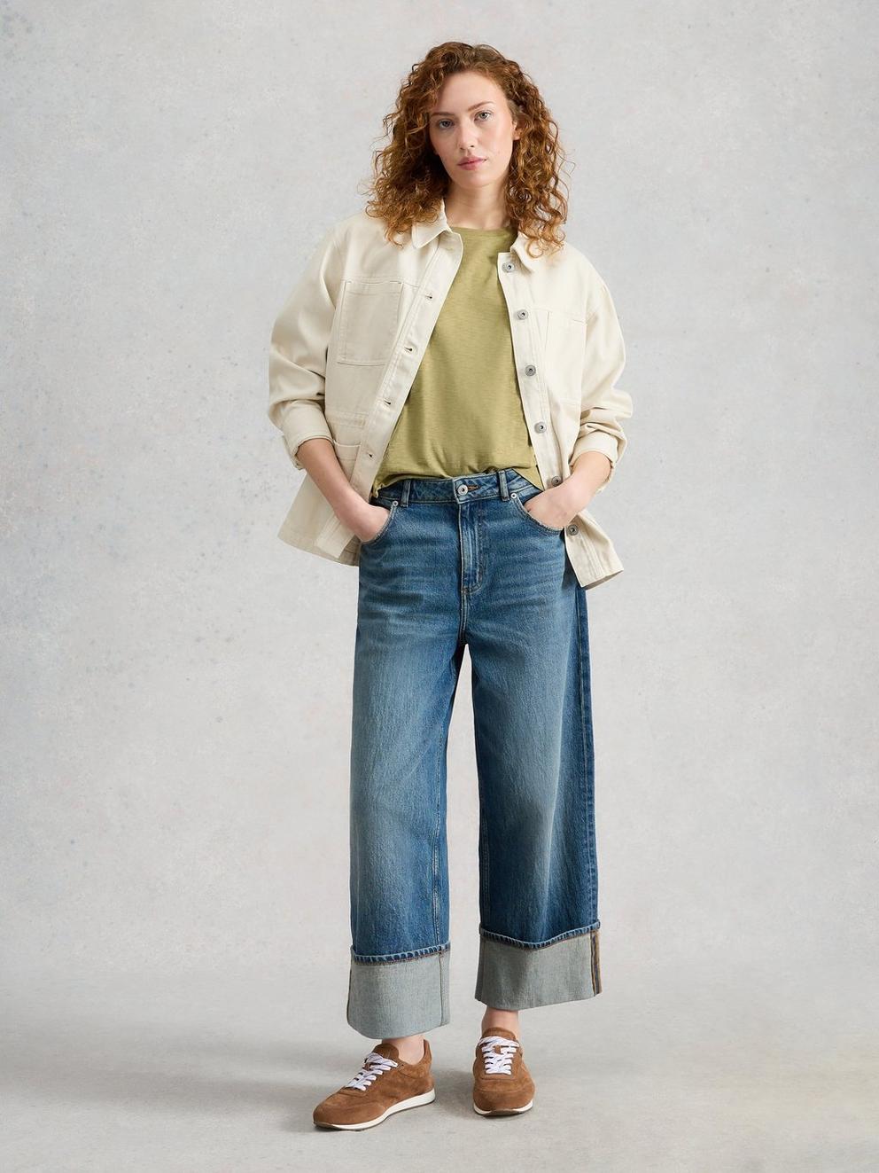 KATYA SHORT SLEEVE TEE in KHAKI GRN - MODEL FRONT