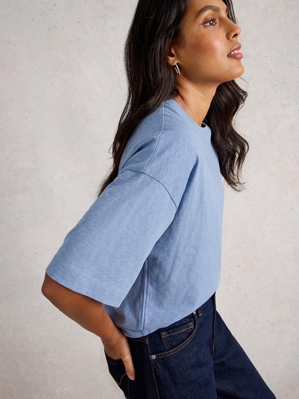 KATYA SHORT SLEEVE TEE in MID BLUE - LIFESTYLE