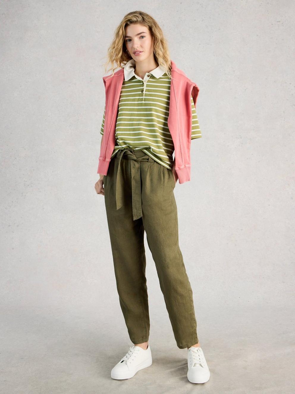 RUBY RUGBY TOP in GREEN MLT - MODEL FRONT