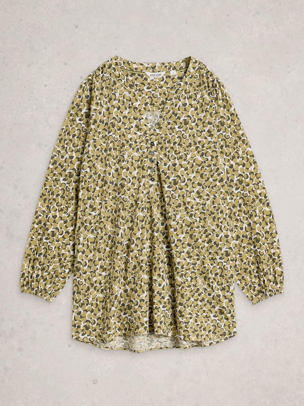 PHOEBE NOTCH NECK TUNIC in GREEN PR - FLAT FRONT