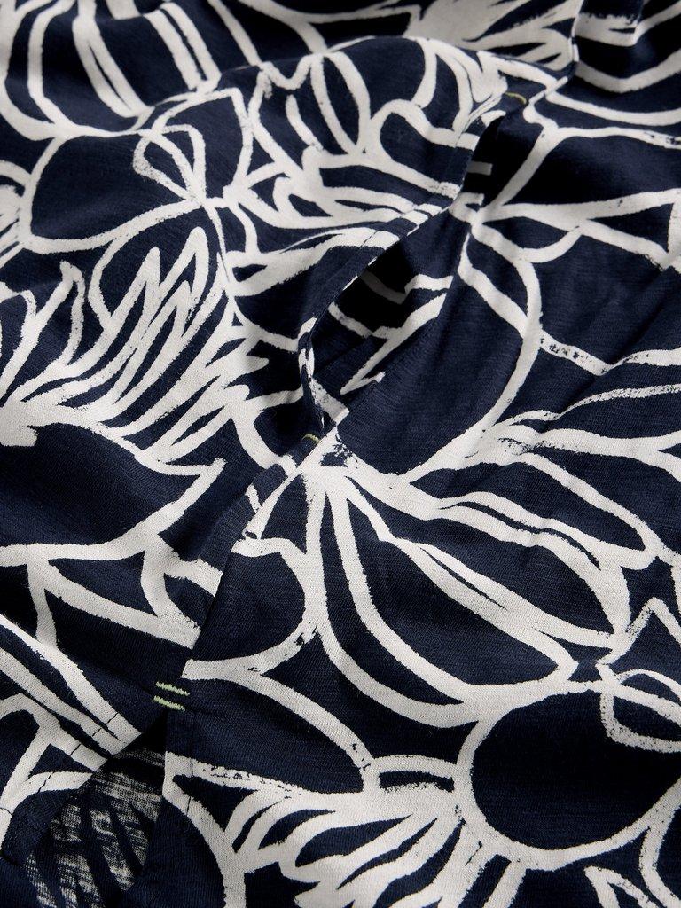 PHOEBE NOTCH NECK TUNIC in NAVY PR - FLAT DETAIL