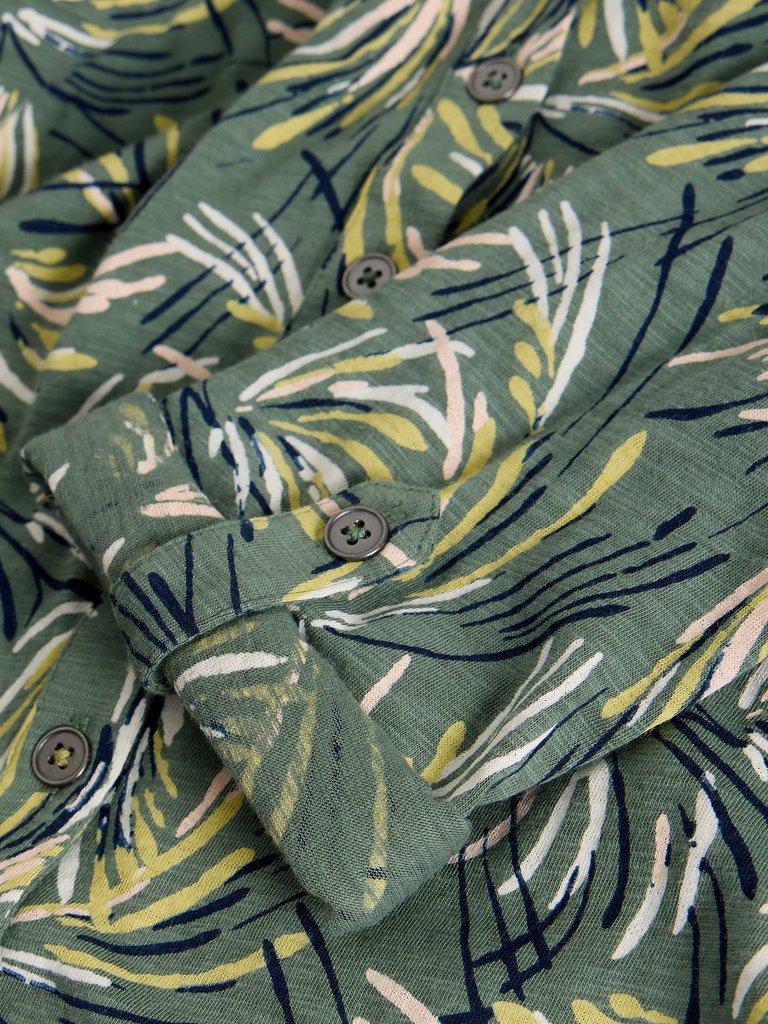 WOMENS JERSEY ANNIE COLLARED SHIRT in GREEN PR - FLAT DETAIL