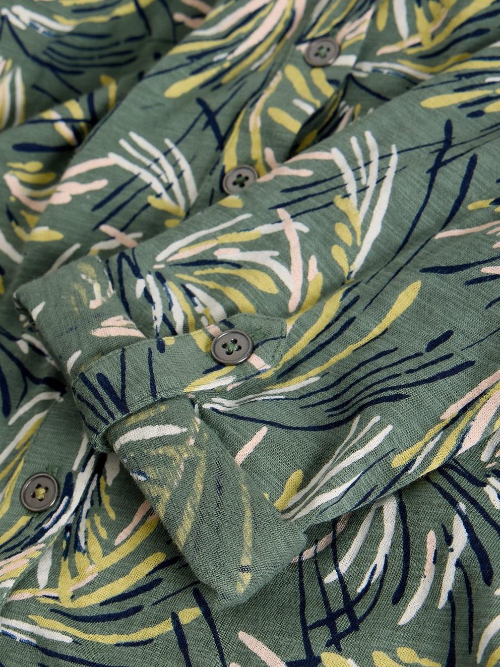 WOMENS JERSEY ANNIE COLLARED SHIRT in GREEN PR - FLAT DETAIL