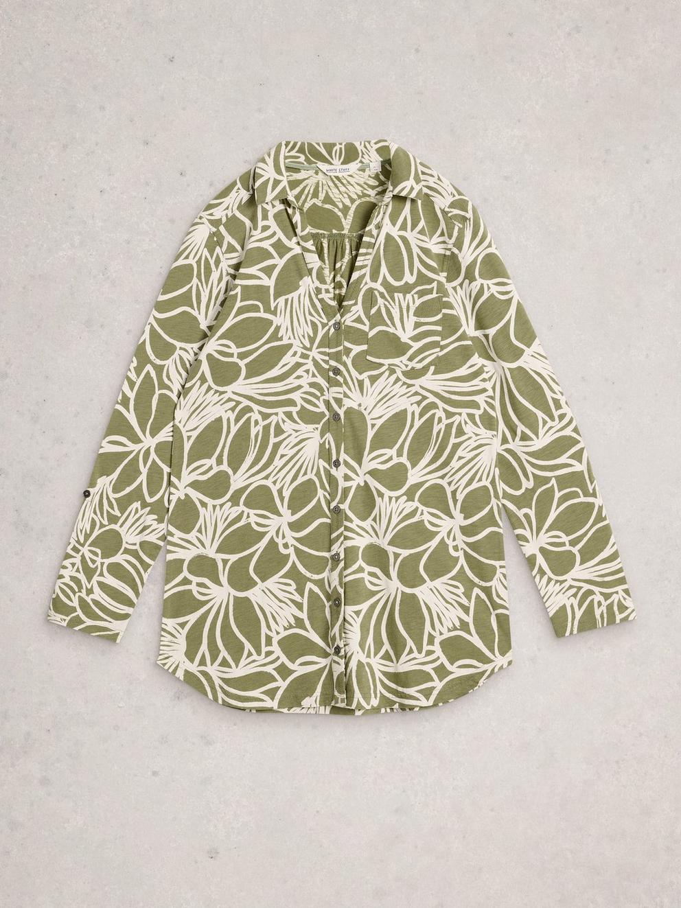 ANNIE LONGLINED SHIRT in GREEN PR - FLAT FRONT