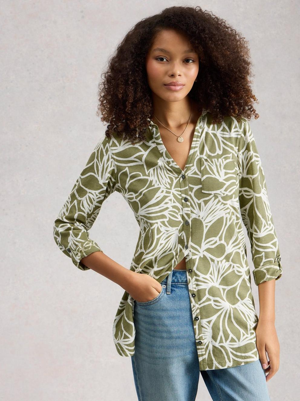 ANNIE LONGLINED SHIRT in GREEN PR - LIFESTYLE