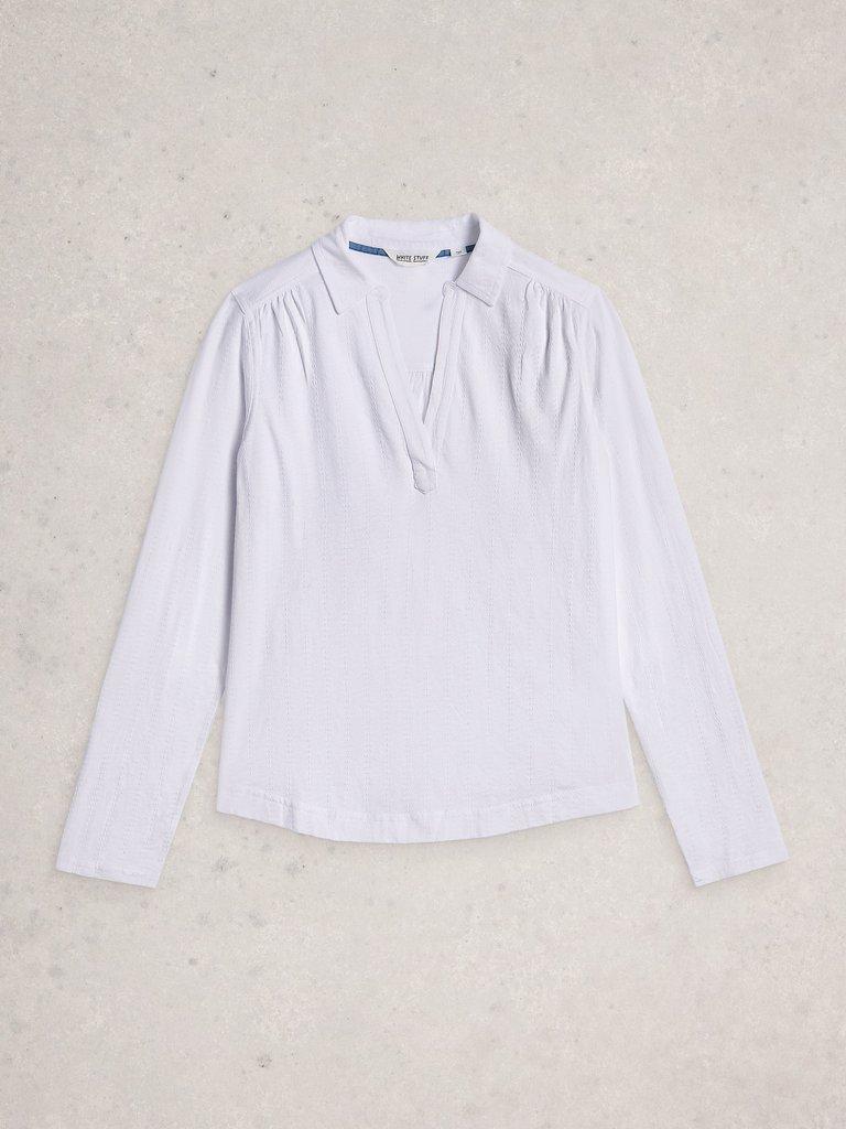 ALLIE JERSEY TEXTURE SHIRT in BRIL WHITE - FLAT FRONT