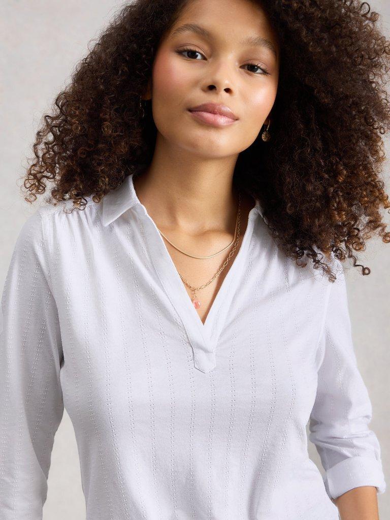 ALLIE JERSEY TEXTURE SHIRT in BRIL WHITE - LIFESTYLE