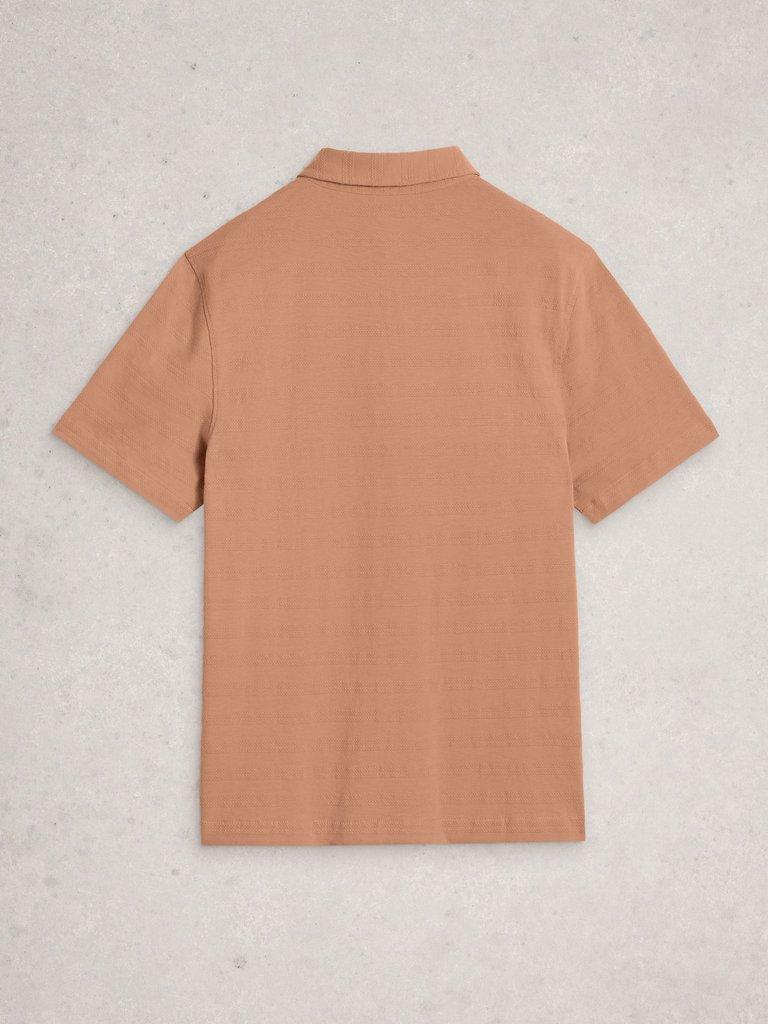 Cotton Stripe Polo in DUS PINK - FLAT BACK