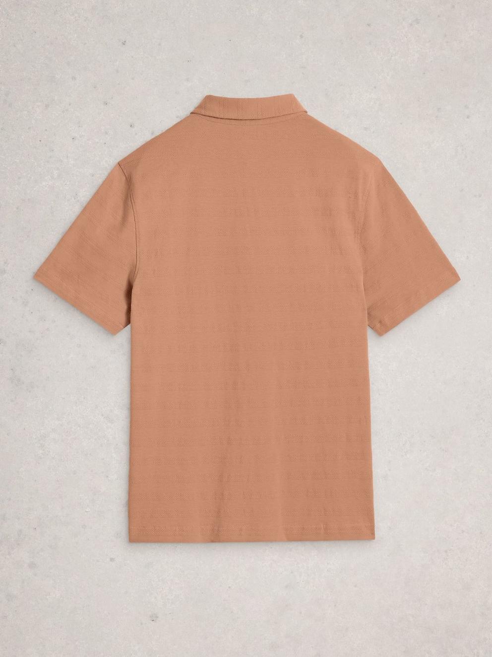 Cotton Stripe Polo in DUS PINK - FLAT BACK