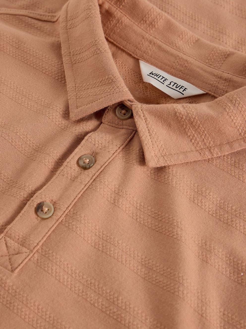 Cotton Stripe Polo in DUS PINK - FLAT DETAIL