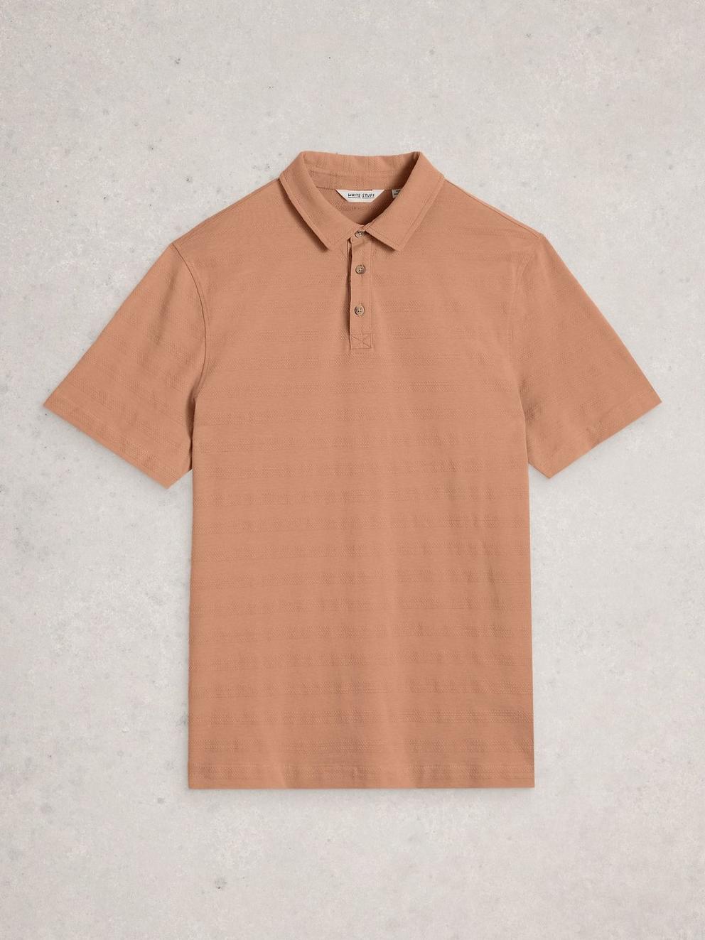 Cotton Stripe Polo in DUS PINK - FLAT FRONT